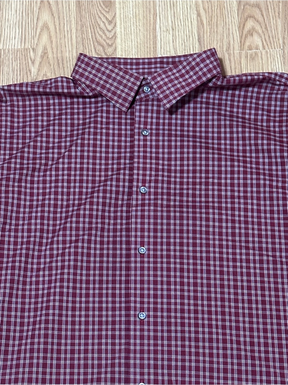 Nordstrom Red Plaid Button-Down Long Sleeve w/Round Hem -Size 18 1/2 Neck 36-37